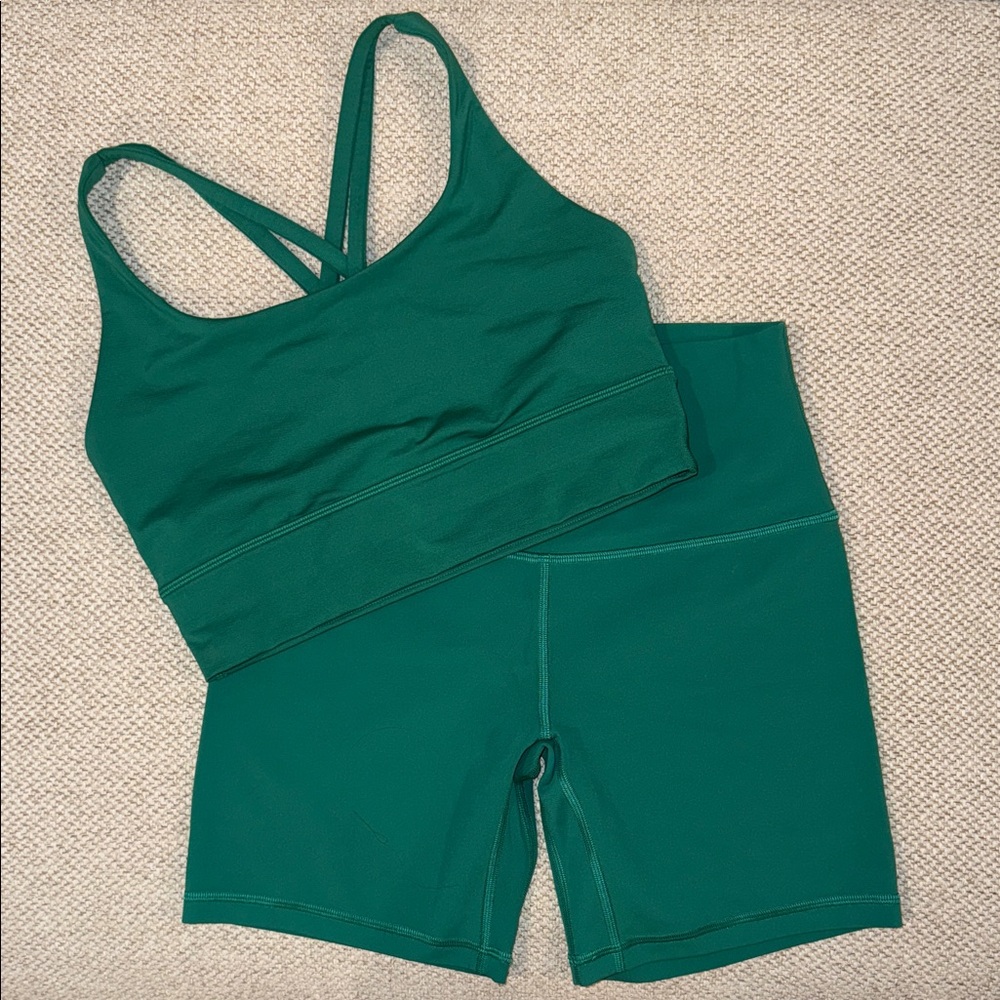 lululemon athletica Green Sports Bra and Short Set